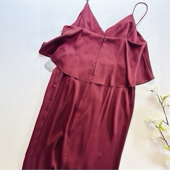 Shona Joy Luxe Cocktail Frill Dress Garnet Burgundy - Picture 6 of 8